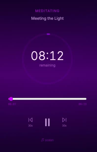A guided meditation playing inside the Sanctuary app